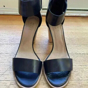 COS navy ankle strap heels